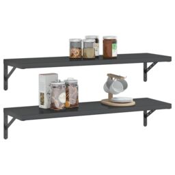 Berkfield Home Wall Shelves 2 pcs 100x30x3 cm Black Stainless Steel - Size: 100 x 30 x 3 cm - thumbnail 4