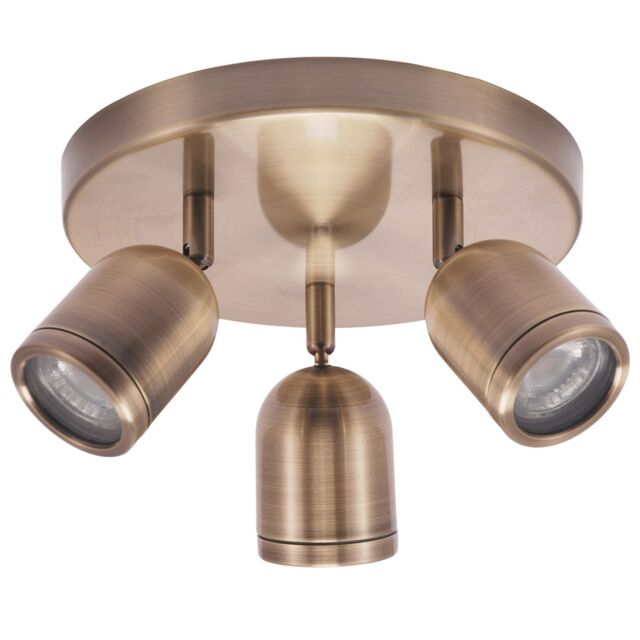 Happy Homewares Modern Triple Metal Spot IP44 Bathroom Ceiling Light with Adjustable Heads in Metallic Gold - image 1
