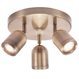 Happy Homewares Modern Triple Metal Spot IP44 Bathroom Ceiling Light with Adjustable Heads in Metallic Gold - thumbnail 2