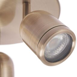 Happy Homewares Modern Triple Metal Spot IP44 Bathroom Ceiling Light with Adjustable Heads in Metallic Gold - thumbnail 4