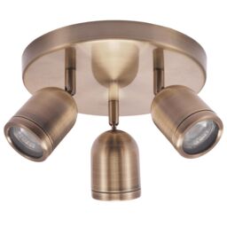 Happy Homewares Modern Triple Metal Spot IP44 Bathroom Ceiling Light with Adjustable Heads in Metallic Gold