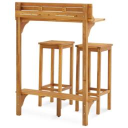 Berkfield Home 3 Piece Balcony Bar Set Solid Acacia Wood in Brown - thumbnail 5