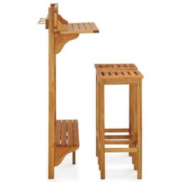 Berkfield Home 3 Piece Balcony Bar Set Solid Acacia Wood in Brown - thumbnail 4
