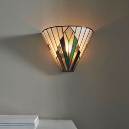 Loops Tiffany Glass Wall Light Cream & Iridescent Black Shade Interior Sconce i00238 - thumbnail 5