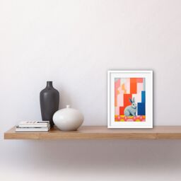 "Artery8 Wall Art Print Fat White Rabbit Bold Pop Art Colourful Conceptual Modern Artwork Framed 9X7 Inch - Size: W7"" x H9""" - thumbnail 2