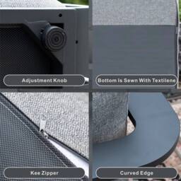 MIMO Outdoor Aluminum Sofa Set with Teak Armrests, Terrafab Fire Pit Table in Grey - Size: 1 Pack - thumbnail 4