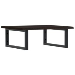Berkfield Home Basin Shelf Wall Mounted Steel & Solid Wood Oak in Brown - thumbnail 2