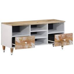 Berkfield Home TV Cabinet 100x33.5x46 cm Solid Wood Mango in Brown - thumbnail 3