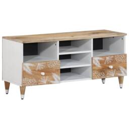 Berkfield Home TV Cabinet 100x33.5x46 cm Solid Wood Mango in Brown - thumbnail 2
