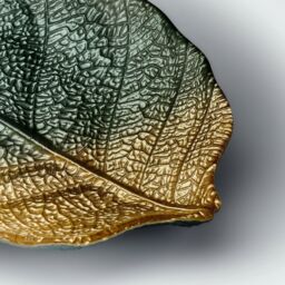 Sienna Glass Glass Plate Leaf Design Green & Gold - thumbnail 4