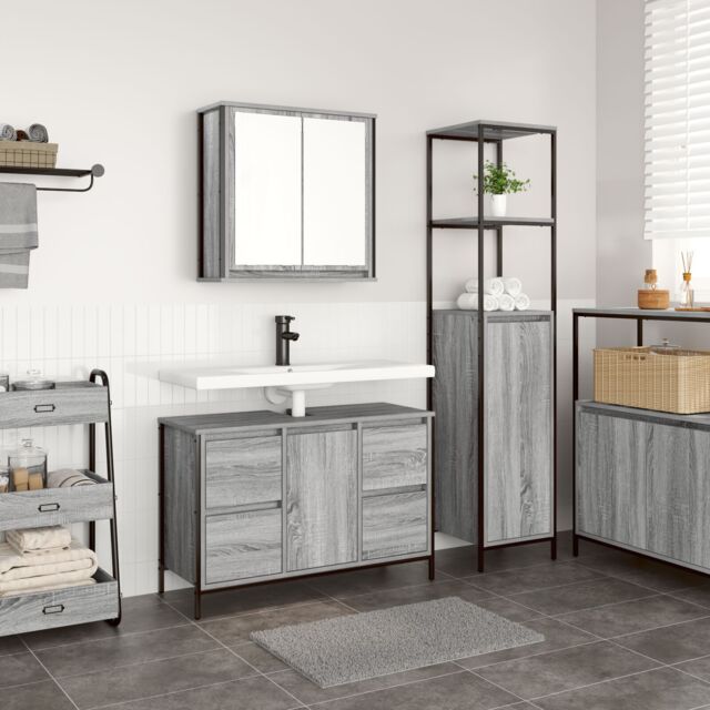 Berkfield Home 2 Piece Bathroom Furniture Set Grey Sonoma Engineered Wood - image 1