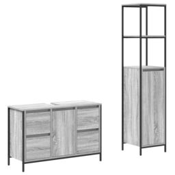 Berkfield Home 2 Piece Bathroom Furniture Set Grey Sonoma Engineered Wood - thumbnail 2
