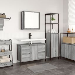 Berkfield Home 2 Piece Bathroom Furniture Set Grey Sonoma Engineered Wood