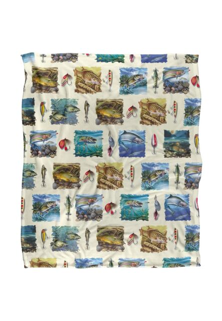 JQ Licensing Fish Paintings Fishing Lures Pattern Silky Touch Super Soft Throw Blanket 152 X 127 cm in White - image 1
