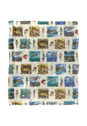 JQ Licensing Fish Paintings Fishing Lures Pattern Silky Touch Super Soft Throw Blanket 152 X 127 cm in White - thumbnail 1