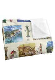 JQ Licensing Fish Paintings Fishing Lures Pattern Silky Touch Super Soft Throw Blanket 152 X 127 cm in White - thumbnail 3