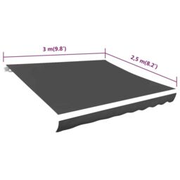 Berkfield Home Awning Top Sunshade Canvas Anthracite 300x250 cm in Black - thumbnail 5