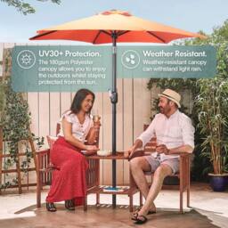 VonHaus 2M Burnt Orange Steel Garden Parasol - thumbnail 4