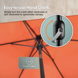 VonHaus 2M Burnt Orange Steel Garden Parasol - thumbnail 6