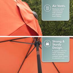 VonHaus 2M Burnt Orange Steel Garden Parasol - thumbnail 5