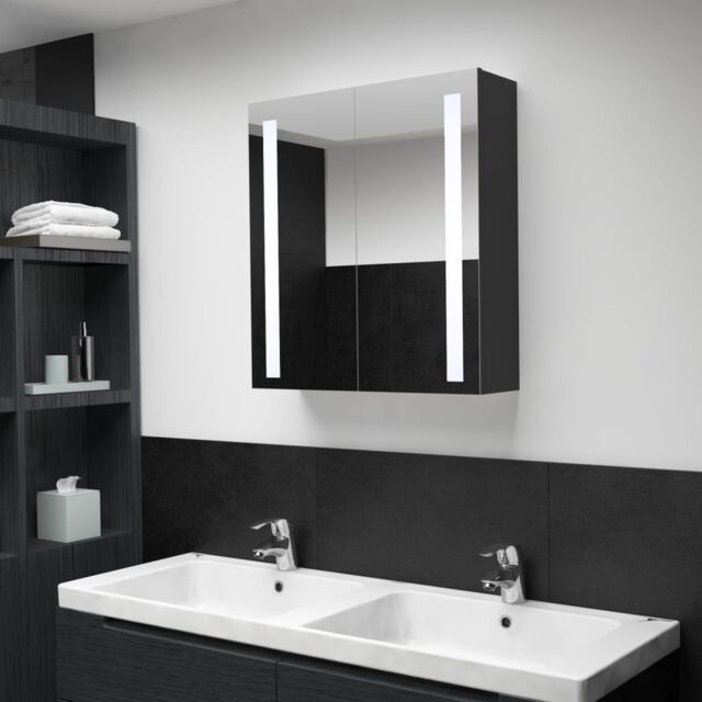 Berkfield Home LED Bathroom Mirror Cabinet 62x14x60 cm in Black - Size: 62 x 14 x 60 cm - image 1