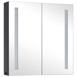 Berkfield Home LED Bathroom Mirror Cabinet 62x14x60 cm in Black - Size: 62 x 14 x 60 cm - thumbnail 3