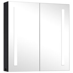 Berkfield Home LED Bathroom Mirror Cabinet 62x14x60 cm in Black - Size: 62 x 14 x 60 cm - thumbnail 2