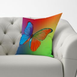 Warren Reed - Designer Vibrant Butterfly Cushions in Blue - Size: 60 cm x 60 cm - thumbnail 2