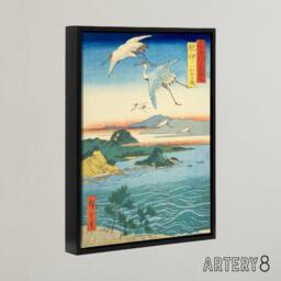 "Artery8 Waka No Ura Kii Province Framed Canvas Japanese Wall Art Print in Blue - Size: W18"" x H24""" - thumbnail 2