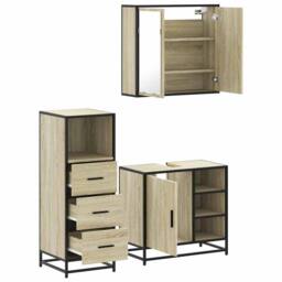 Berkfield Home 3 Piece Bathroom Furniture Set Sonoma Oak Engineered Wood in Light Brown - thumbnail 6