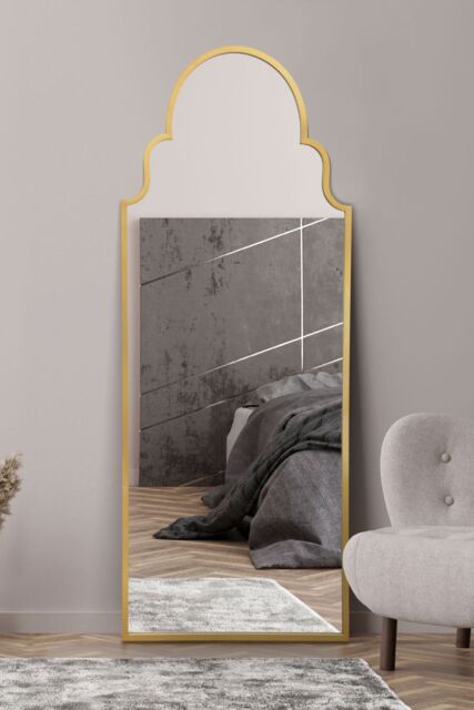 "MirrorOutlet Gold Framed Arched Leaner/Wall Mirror 71"" X 28 (180CM X 70CM) - Size: 1 Pack" - image 1