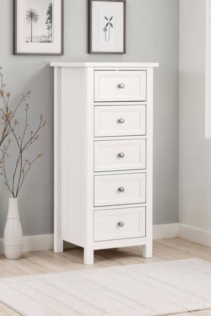 Julian Bowen Maine 5 Drawer Tall Chest in White - image 1