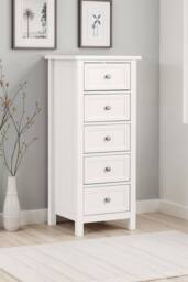 Julian Bowen Maine 5 Drawer Tall Chest in White
