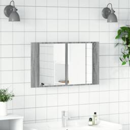 Berkfield Home LED Bathroom Mirror Cabinet Grey Sonoma 80x12x45 cm Acrylic - Size: 80 x 12 x 45 cm