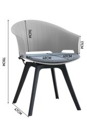 Living and Home 4Pcs Swivel PP Dining Chairs with Armrest ( Load Capacity 150kg ) in Grey - thumbnail 6