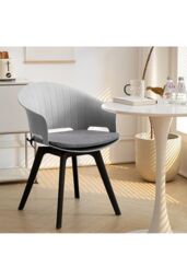 Living and Home 4Pcs Swivel PP Dining Chairs with Armrest ( Load Capacity 150kg ) in Grey - thumbnail 2