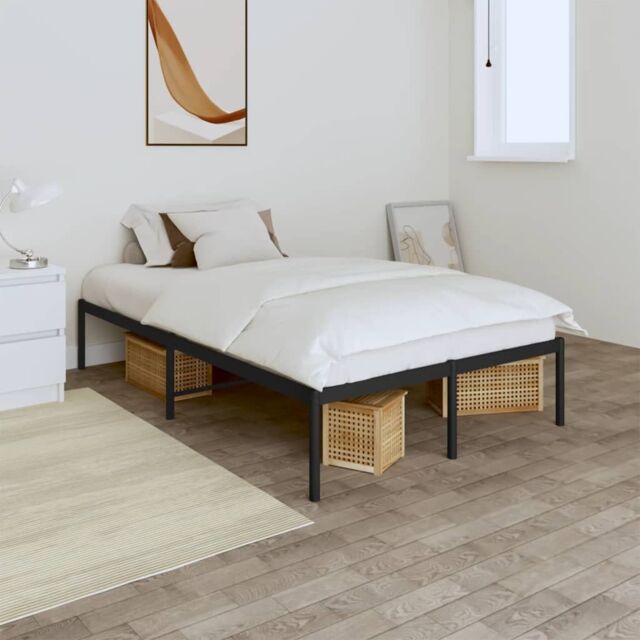 Berkfield Home Metal Bed Frame Black 135x190 cm Double - image 1