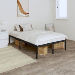 Berkfield Home Metal Bed Frame Black 135x190 cm Double - thumbnail 1