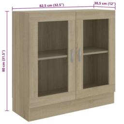 Berkfield Home Vitrine Cabinet Sonoma Oak 82.5x30.5x80 cm Engineered Wood in Light Brown - thumbnail 8