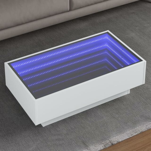 Berkfield Home Coffee Table with LED White 90x50x30 cm Engineered Wood - Size: 90 x 50 x 30 cm - image 1