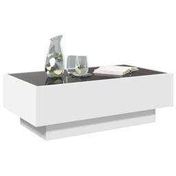 Berkfield Home Coffee Table with LED White 90x50x30 cm Engineered Wood - Size: 90 x 50 x 30 cm - thumbnail 5