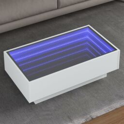 Berkfield Home Coffee Table with LED White 90x50x30 cm Engineered Wood - Size: 90 x 50 x 30 cm - thumbnail 1