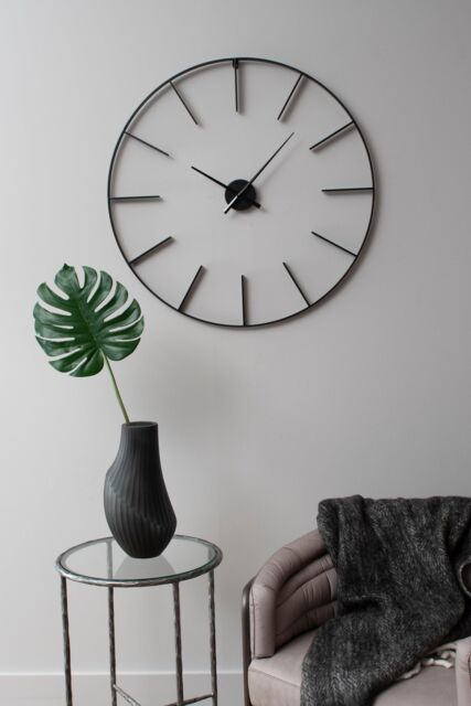 Libra Interiors Tiverton Black Skeleton Wall Clock 80cm diameter