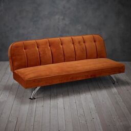 Lemon Pavilion Furniture Brighton Sofa Bed - Velvet - L85 x W180 x H76 cm - Orange - Size: 1 Pack - thumbnail 3