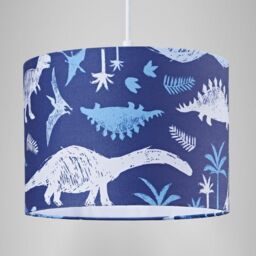 Happy Homewares Modern & Fun Dinosaur Themed Navy Blue & White Cotton Little Ones Lamp Shade in Midnight - Size: 10 inches - thumbnail 6