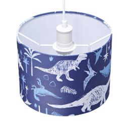 Happy Homewares Modern & Fun Dinosaur Themed Navy Blue & White Cotton Little Ones Lamp Shade in Midnight - Size: 10 inches - thumbnail 4