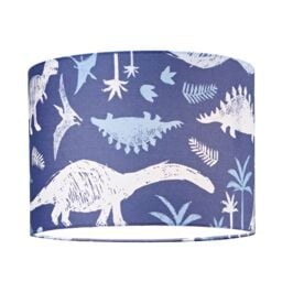 Happy Homewares Modern & Fun Dinosaur Themed Navy Blue & White Cotton Little Ones Lamp Shade in Midnight - Size: 10 inches - thumbnail 2