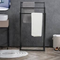Nordara Black-3 Tier Towel Rail Stand Rack Storage Bathroom in Black - thumbnail 4