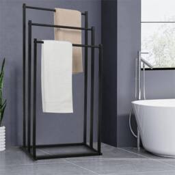 Nordara Black-3 Tier Towel Rail Stand Rack Storage Bathroom in Black - thumbnail 3