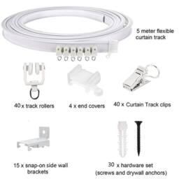 FLAVORA Wall Mounted 5M Bendable Curtain Track Rail in White - Size: 1 - thumbnail 2